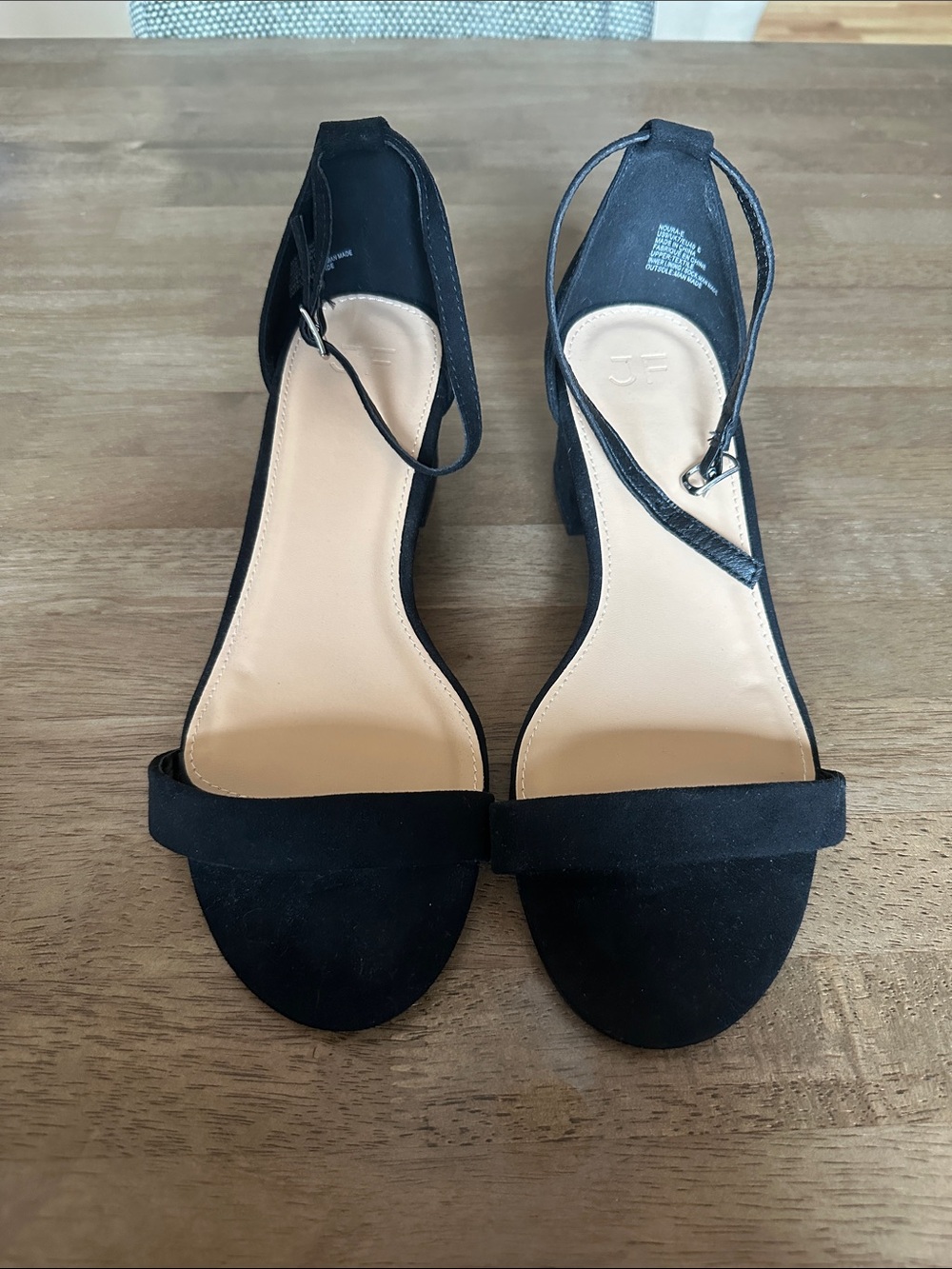 JustFab Black Suede Open-Toe Block Heel Sandals
